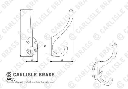 Carlisle Brass Victorian Hat & Coat Hook Matt Black
