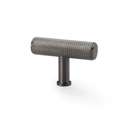 Alexander and Wilks Crispin Knurled T-bar Cupboard Knob - Dark Bronze PVD