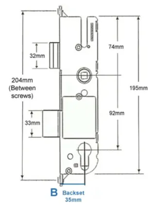 GU *NEW STYLE* Door Lock Centre Case Gearbox 92/35