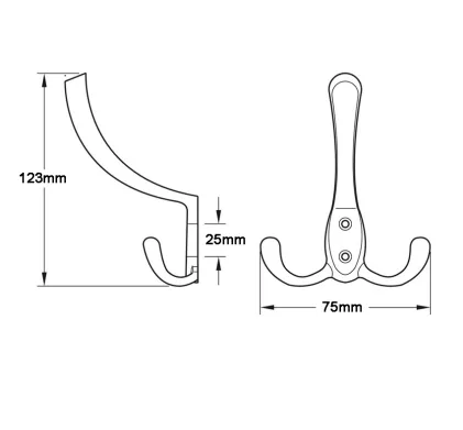 Triple Hat & Coat Hook - Satin Chrome